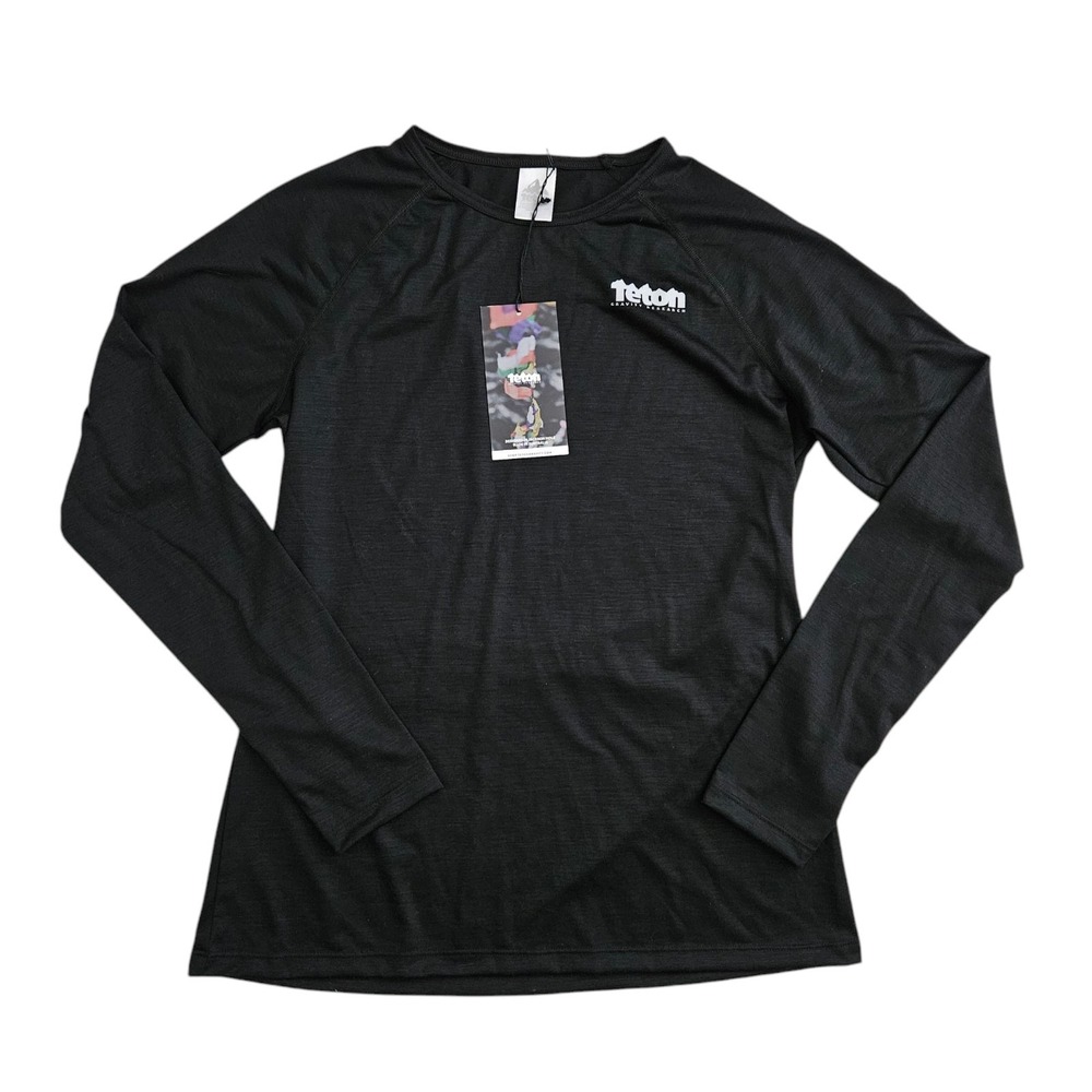 Teton Gravity‎ Research Womens XL Hills Merino Baselayer Shirt Black Long Sleeve